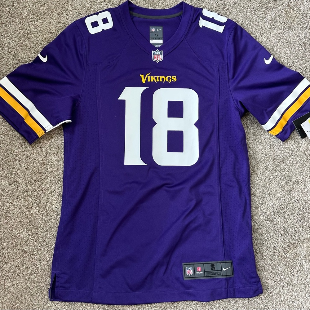 Nike Men's Purple and White Vikings Jersey
